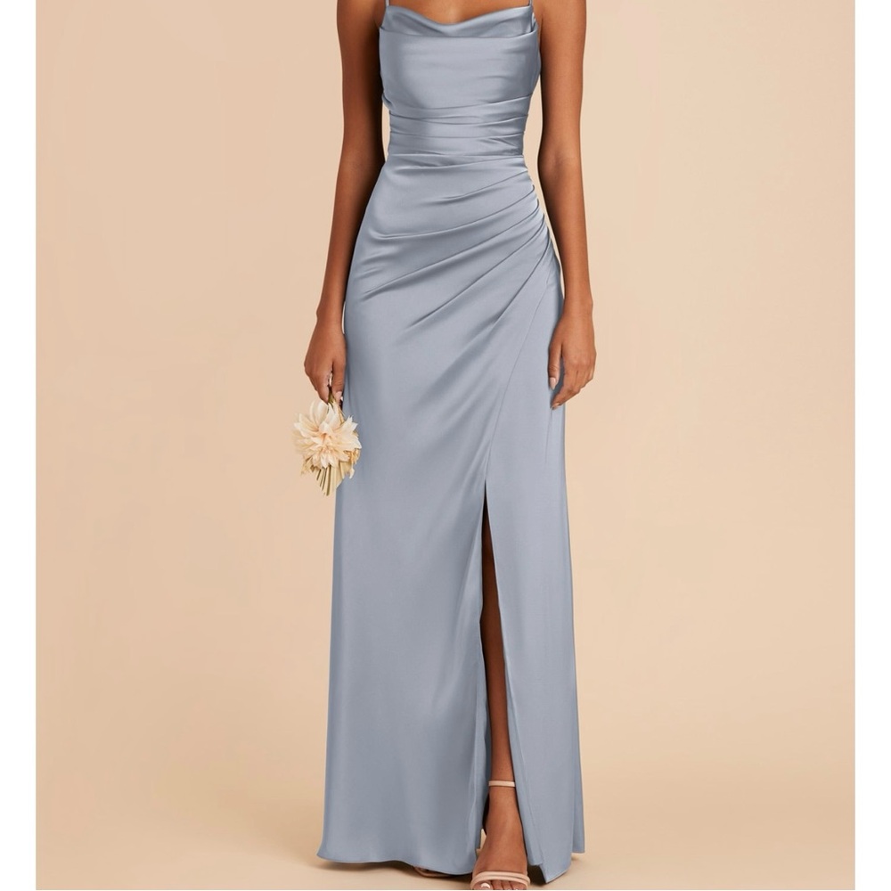 Birdy Grey Matte Satin Dusty Blue Bridesmaid Dress